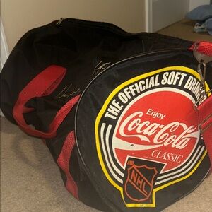 Coca Cola NFL Classic Black and Red Duffel Bag signed by Wayne Gretsky